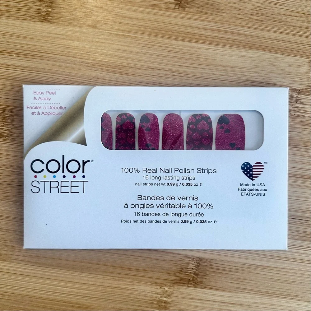 HEART OF THE MATTER Retired Color Street Red and Black Heart Nail Strips